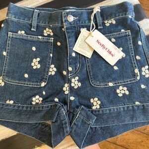 NWT See by Chloé Denim Shorts with Embroidery